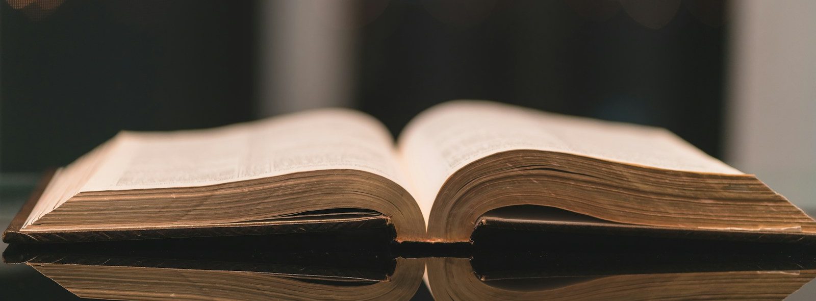 brown opened book on black surface